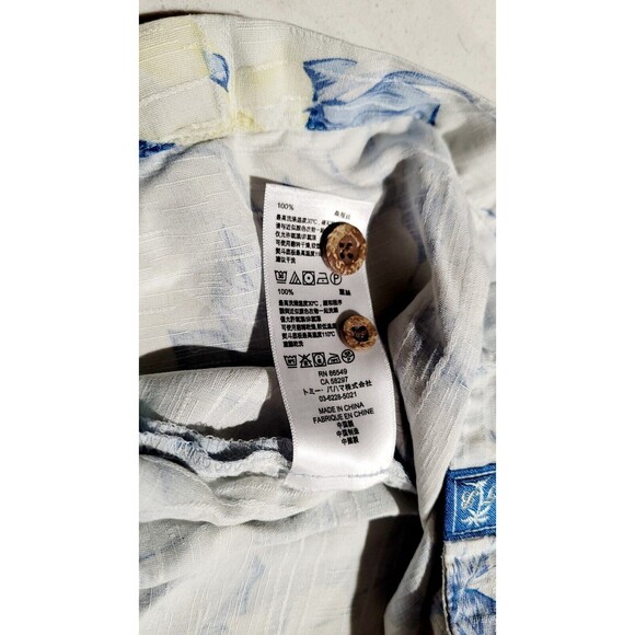 TOMMY BAHAMA Original Fit 100% Silk Sky Blue White Hawaiian Tropical Shirt NWOT - Picture 12 of 12